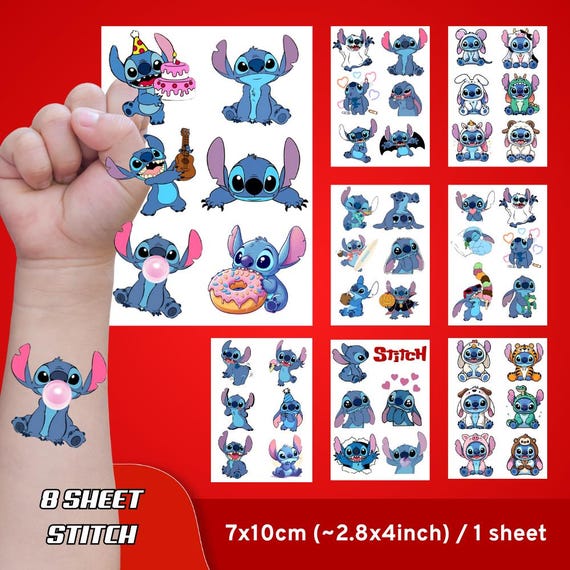 ヒトカゲ 8 シールダス スティッチタッチ stitch touch Stitch Cartoon Temporary Tattoos – 8 Sheet Set - Etsy