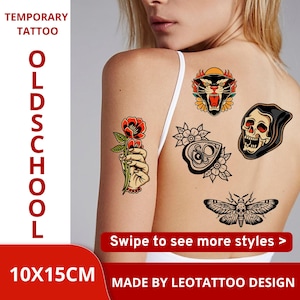 Old School Temporary Tattoo: American Traditional Designs