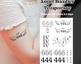 Angel Number 444 Temporary Tattoo Sheet