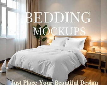 Duvet Cover Mockup PSD | Editable Bedroom Scene (Digital File)