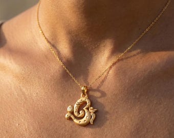Minimalistyczny złoty naszyjnik z Ganeshą, duchowy naszyjnik dla kobiet, delikatny hinduski prezent, złoty wisiorek w stylu boho