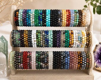 Bracciale con pietre preziose naturali da 8 mm / Scegli il tuo cristallo / Bracciale con cristalli curativi / Bracciale con perline / Regalo per lei / Regalo per lui / Fatto a mano