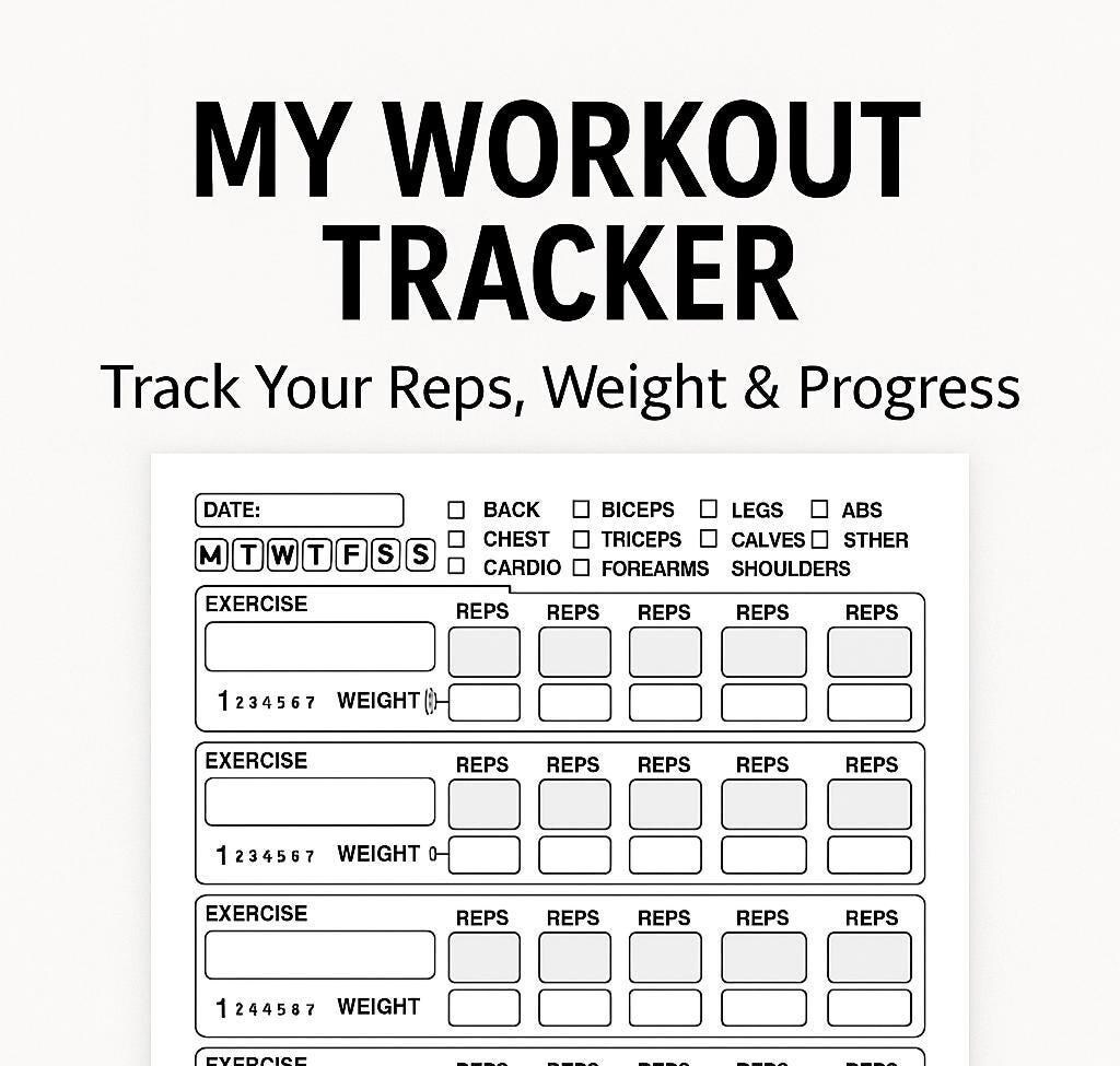 Fitness Log Book Printable (A4) – Workout Tracker PDF for Reps, Weight ...