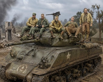 1/35 Scale WWII US Tank Crew Fury Movie Inspired Hand Painted Military Figures