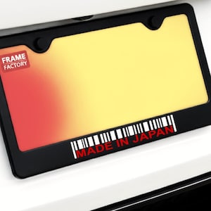 Cadre de plaque d'immatriculation fabriqué au Japon | Métal en acier inoxydable noir | Code-barres JDM Fast Car Fan d'Anime Cadeau japonais pour lui | Etats-Unis
