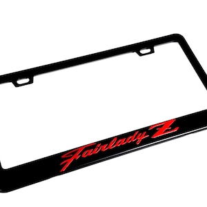 Fairlady Z Red Logo License Plate Frame - Black Stainless Steel JDM