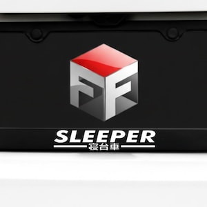 SLEEPER License Plate Frame | Black Stainless Steel Metal | JDM Fast Performance Speed Race Car Crew Anime Fan Japanese Gift | Made In USA