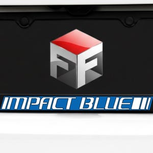 Impact Blue License Plate Frame | Black Stainless Steel Metal | JDM Anime Fan Japanese Gift For Him Her | Made In USA