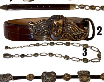 Vintage 90s Brighton Leather and Silver Belts (set of 4) Sold Individually