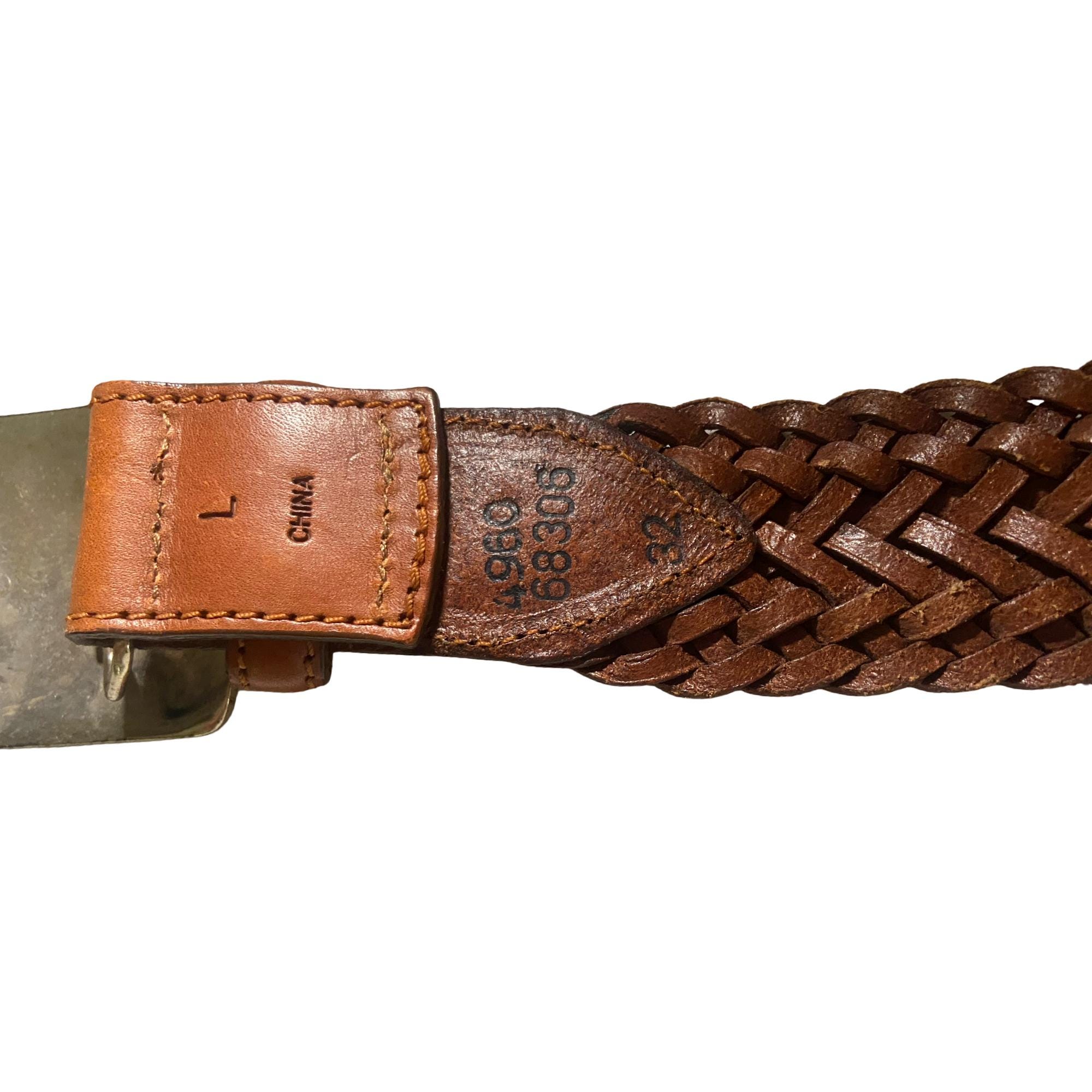 Vintage 90s Brighton Western Lariat Braided Leather Belt Vintage Brighton Belt Wide Brown Leather Woven Braided  main image 4