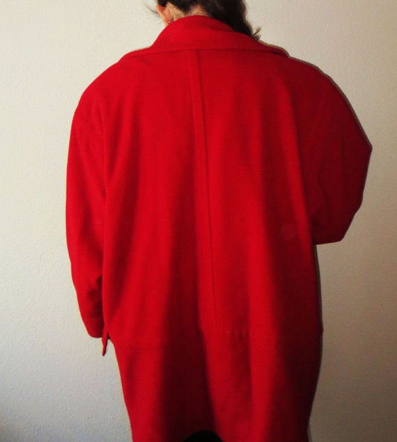 Vintage 1970s Saint Laurent Rive Red Wool Coat Bu… - image 3