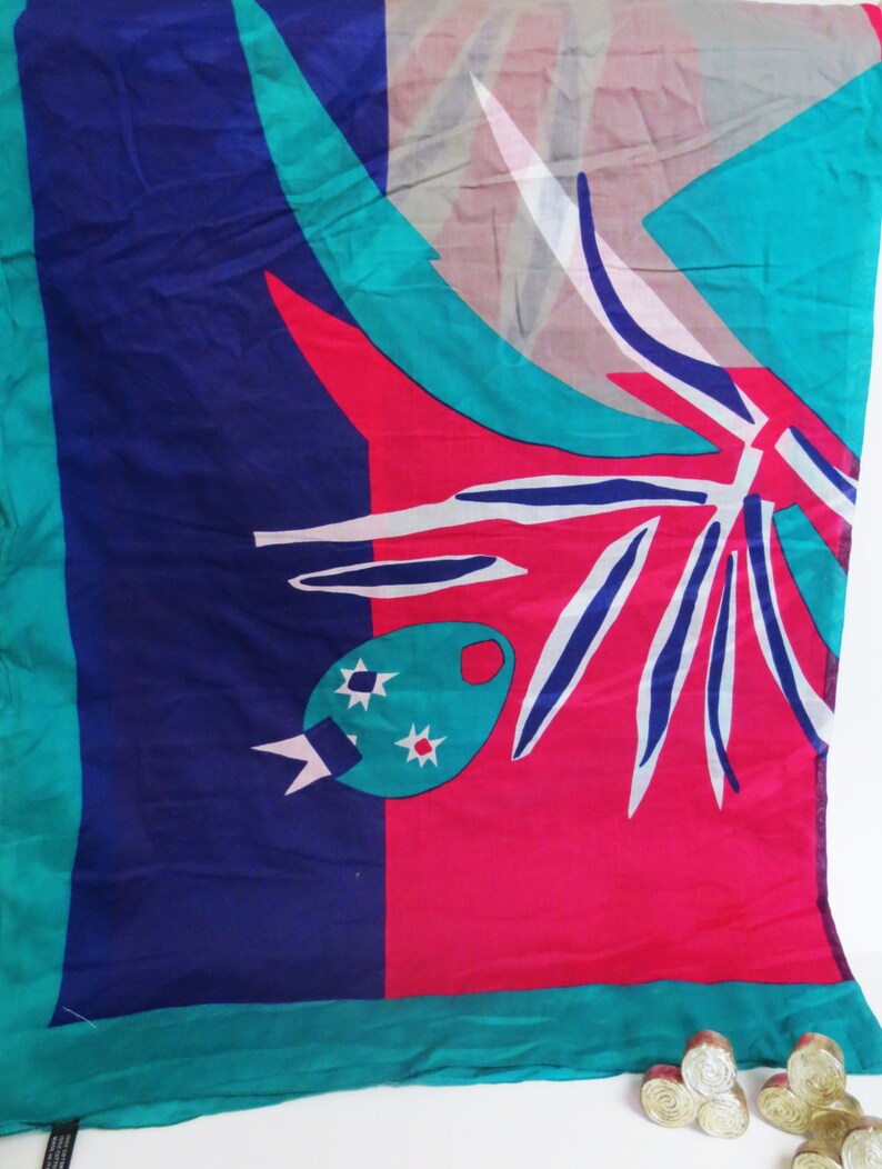 Vintage Italian Bright Geometric Scarf 1970s Vintage Scarf Etsy