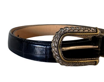 Vintage 90s Brighton Leather and Silver Leather Belt
