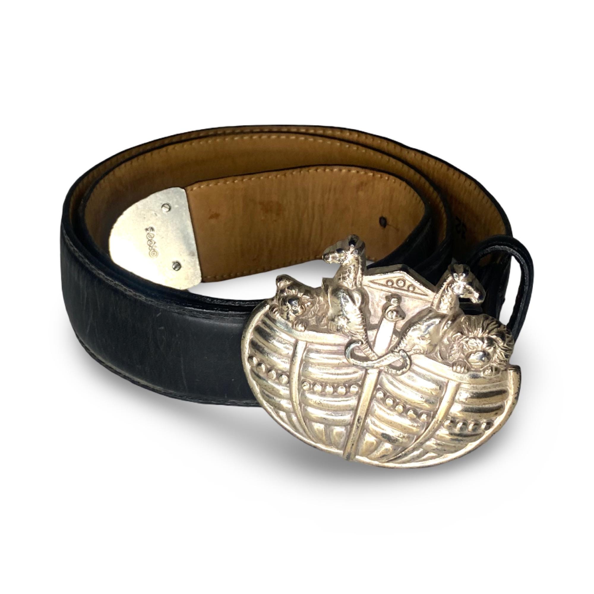 Vintage 90s Brighton and Onyx Leather and Silver Belts (set 