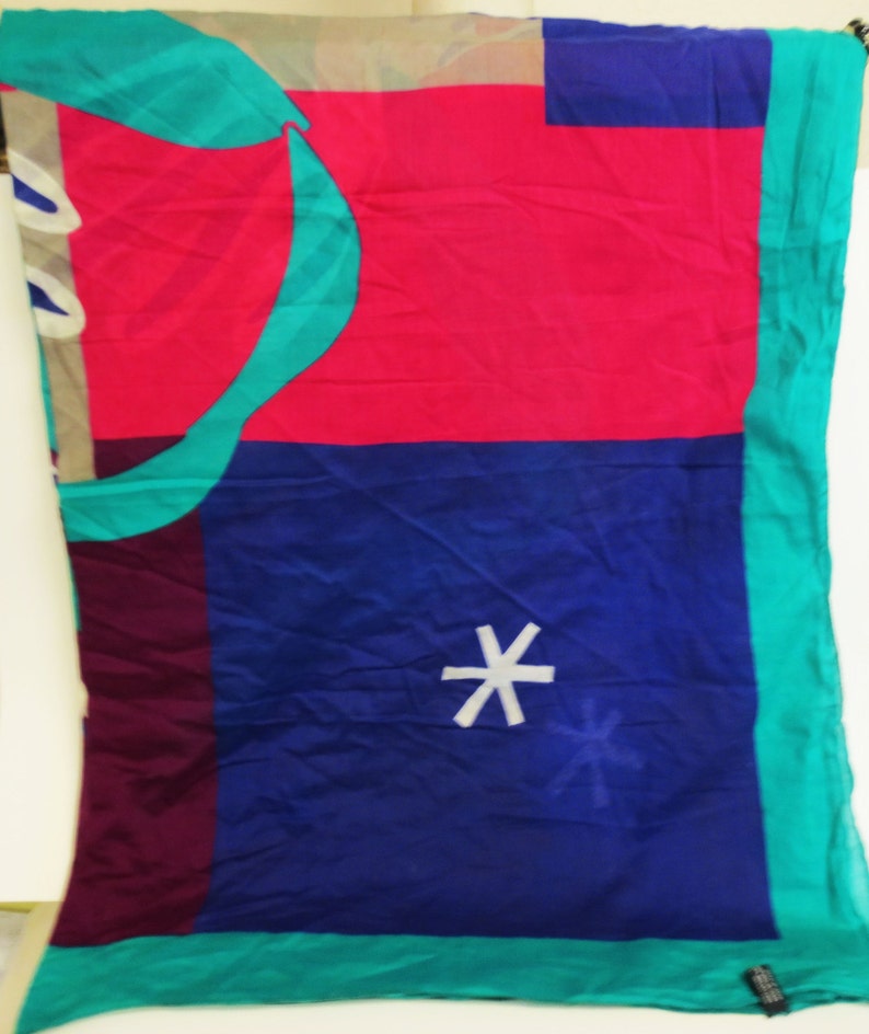 Vintage Italian Bright Geometric Scarf 1970s Vintage Scarf Etsy
