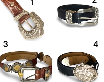 Vintage jaren 90 Brighton en Onyx leren en zilveren riemen (set van 4) afzonderlijk verkocht