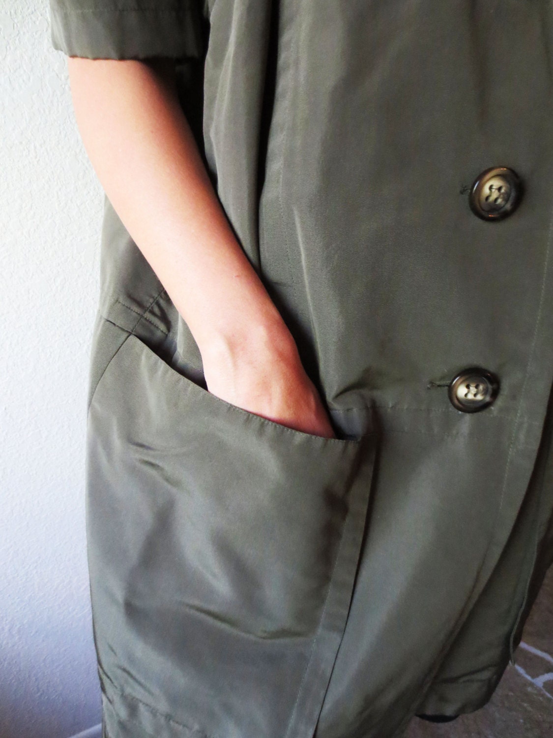 Vintage 1970s Saint Laurent Rive Gauche Olive Green Raincoat - Etsy