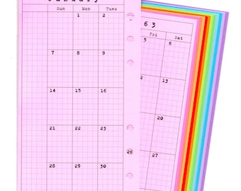 Rastermaand op 2 pagina's bedrukte plannervulling, schijfgebonden en ringband Kalenderpapier invoegen, kleur kiezen