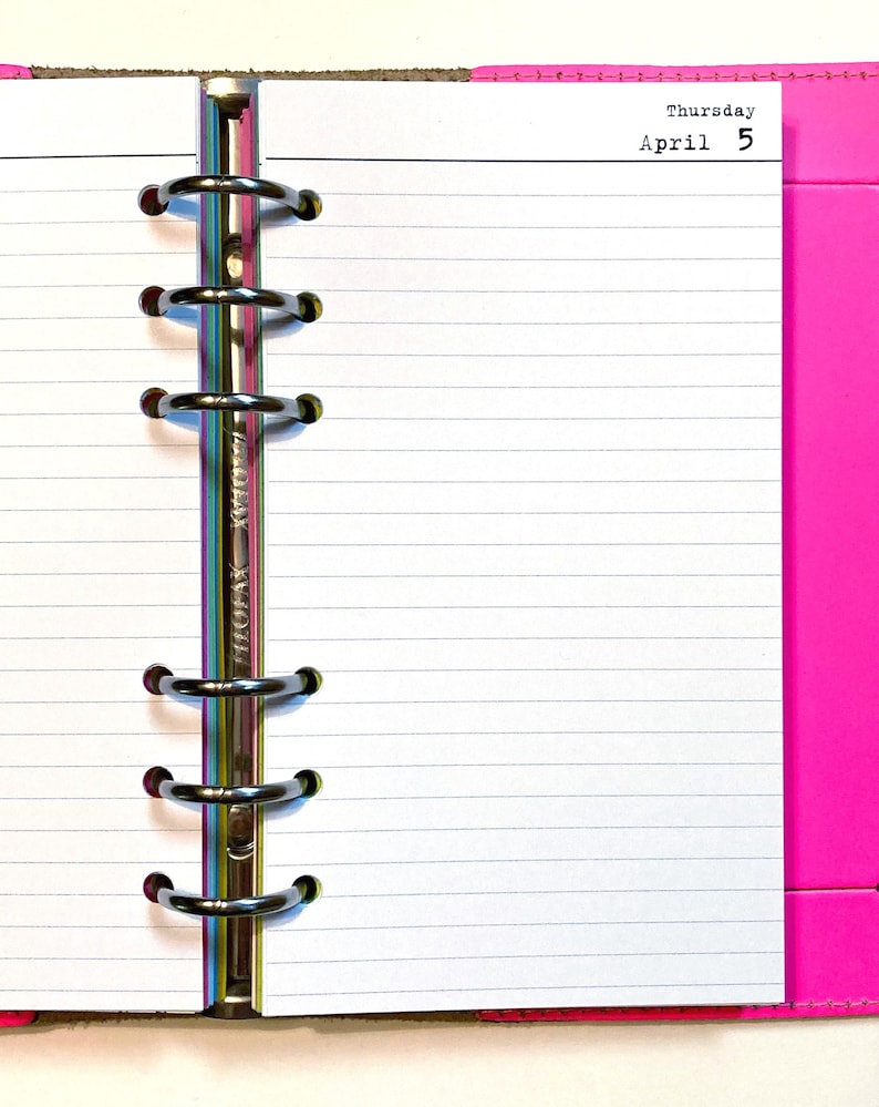 Gevoerde dag-per-pagina gedrukte planner, set van 4 of 12 maanden, ingebonden en ringband navulpapier, kleur kiezen afbeelding 2