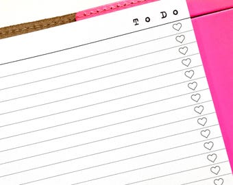 To Do Hearts-plannerpapier, 18 of 54 vel, schijfgebonden en ringband bedrukt inlegvel, breed of smal gevoerd, kleur kiezen