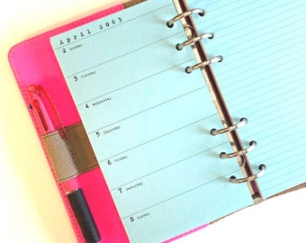 Week per pagina met notities bedrukt plannerinzetstuk, ingebonden schijf en ringbandvulling, kleur kiezen