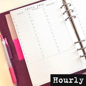 Semana vertical en 2 páginas con notas (con horarios), inserto de planificador impreso encuadernado en disco o anillas, elija el color
