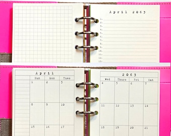 Maand op 2 met notities plannervulling, ingebonden en ringband bedrukt inlegpapier, kies je kleur