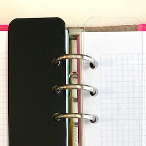 Planner Page Markers / Bookmarks, Clear &/or Black, Click in, Set of 3