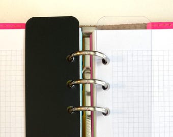 Planner Page Markers / Bookmarks, Clear &/or Black, Click in, Set of 3