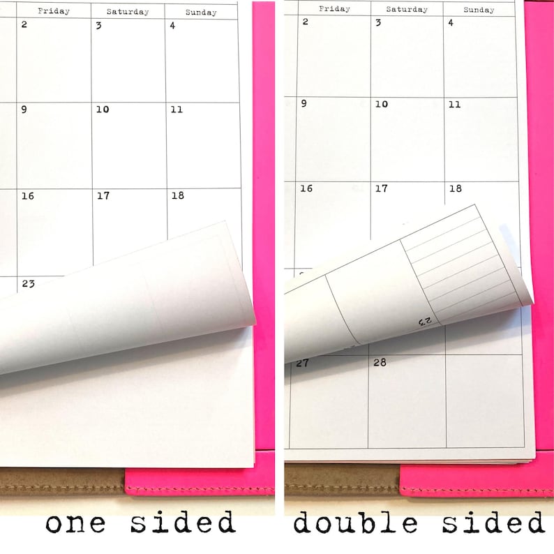 Month on 2 Pages Printed Planner Refill, 12 months, Dated, Disc or Ring Paper Insert image 5