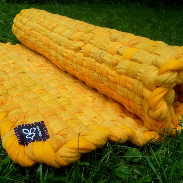 Upcycled Golden Yellow T Shirt Rug, 2 x 3 feet