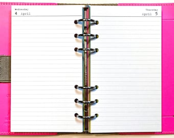 Lined Day Per Page Printed Planner, 4 or 12 Month Set, Disc bound & Ring Binder Refill Paper Insert, Choose Color
