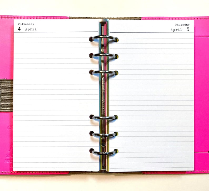 Gevoerde dag-per-pagina gedrukte planner, set van 4 of 12 maanden, ingebonden en ringband navulpapier, kleur kiezen afbeelding 1