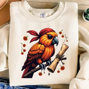 Pirate Parrot PNG: Halloween Tropical Bird Art (Digital Download, 300 DPI)