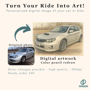 Personalized Digital Car Artwork, Custom Car Illustration, Digital Color Pencil Car Art, Gift For Car Lovers, For Him, Boyfriend Gift