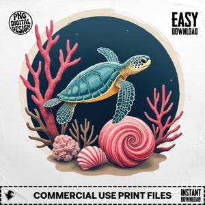 Sea Turtle Digital Art: Ocean Marine Life PNG Clipart (300 DPI, 3600x3600 px)