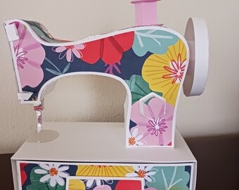 Sewing Machine Replica Gift Box with Drawer, Sewing Room Decor