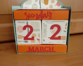 Perpetual Calendar Blocks with Days of the Week Cooking Baking Chef