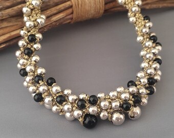 Gold and Black Beaded Knecklace