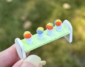 Handmade Miniature Snow Cone Stand 1:12 Scale | Dollhouse Snow Cones | Miniature Food Display | Artisan Summer Miniature