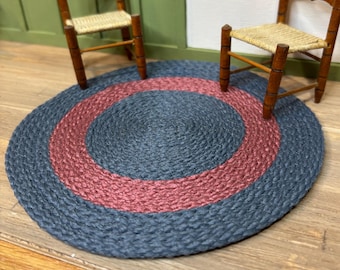 Miniature 1:12 Scale Vintage Dollhouse Braided Rug Carpet