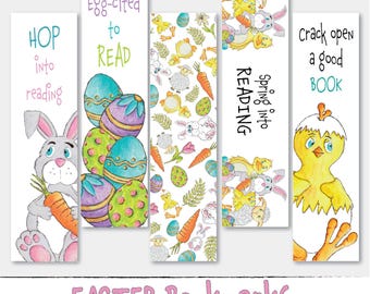 Easter Bookmark Set, Kids Spring Reading, Bunny Chick Egg Designs (Digital Download)