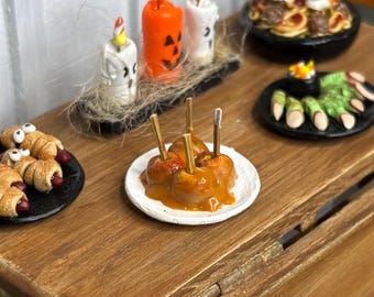 Miniature Caramel Candy Apples Halloween Party Food 1:12 Scale Handmade