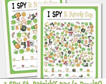 St. Patrick's Day I Spy Game – Look and Find Puzzle Game Activity (Digital Download)
