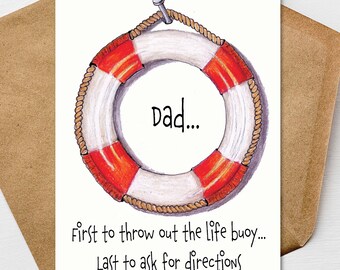 Funny Father’s Day Card, Family Lifesaver Dad Humor | Personalize It | Premium 5x7 Linen