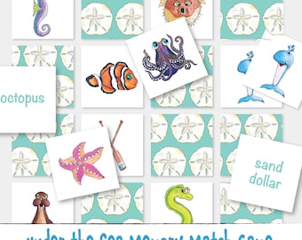 Under the Sea Memory Match Game Printable | Ocean Animal Matching Game for Kids | Preschool Learning Activity | Instant Download PDF