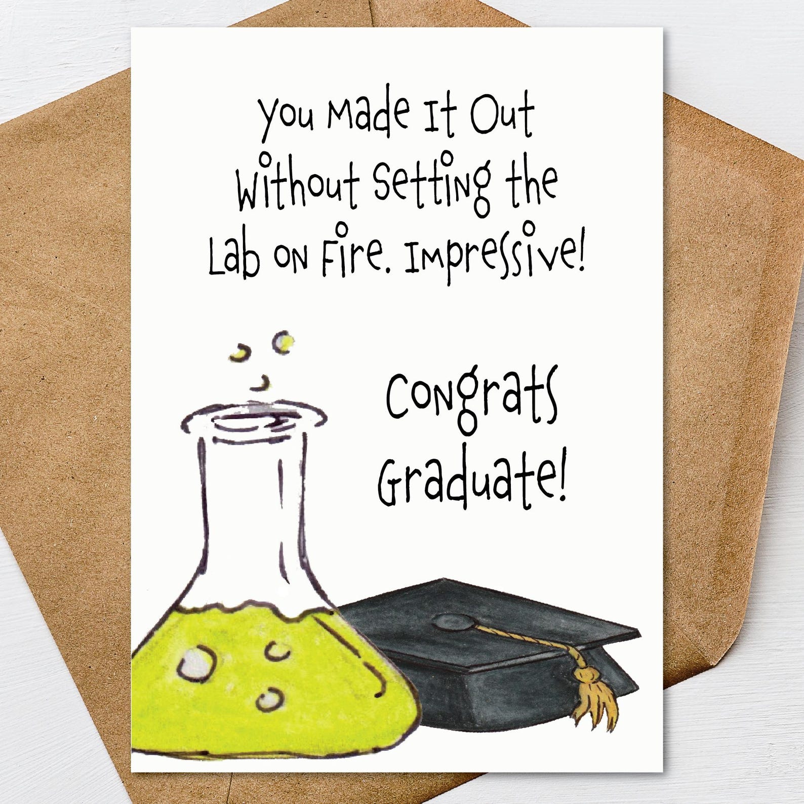 Funny Science Graduation Card, Lab Humor Grad Card, Nerdy Congrats 5x7 ...