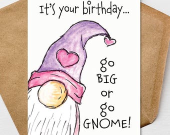 Happy Birthday Gnome Card, Gnome Themed Birthday Card, There's Gnome One Like You Greeting Card, Birthday Card For Friend Sibling Dad, Gnome