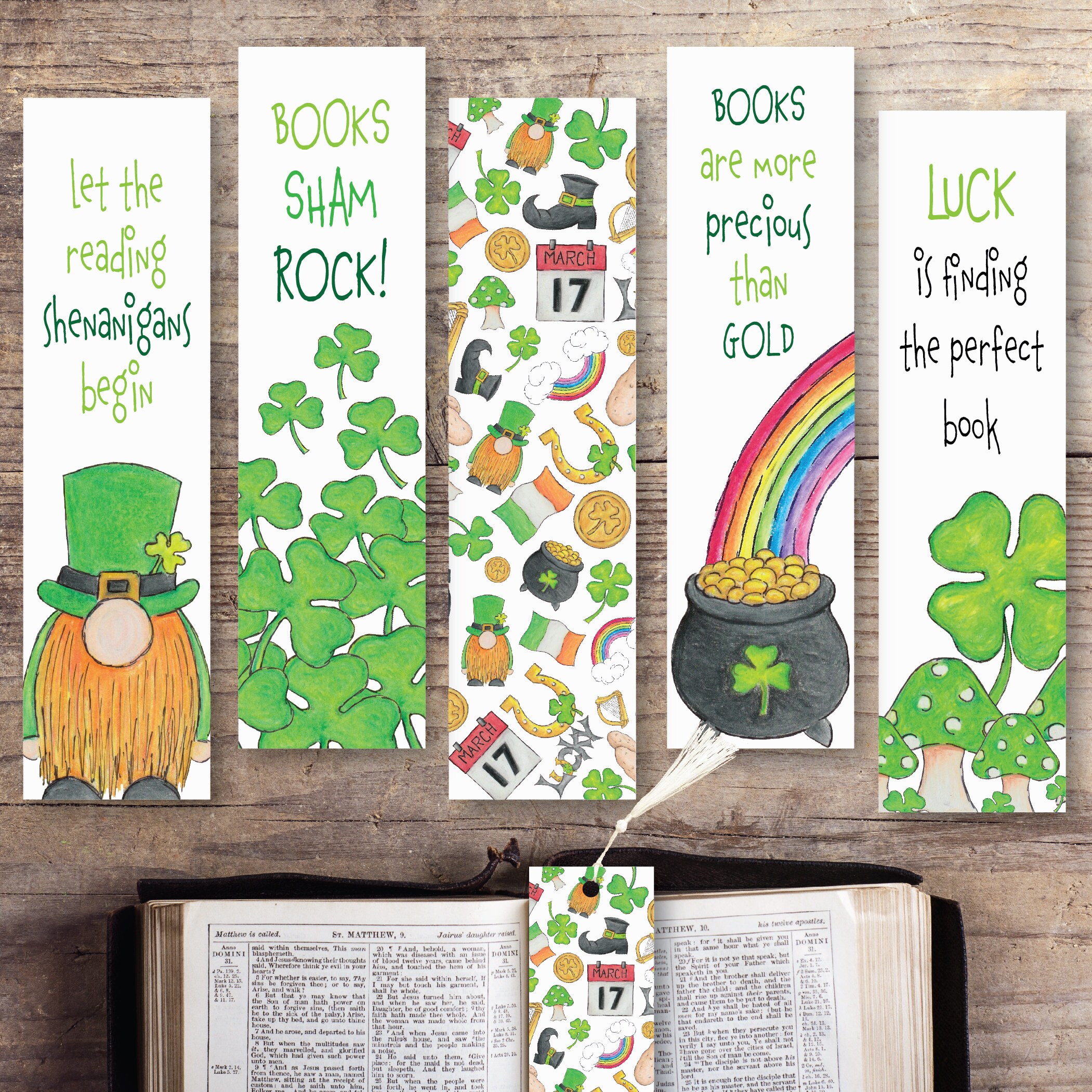 Printable St Patricks Day Bookmarks, Bookmarks for Readers, Cute ...