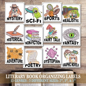 Literary Book Organizing Printable Genre Labels Classroom Library Book ...